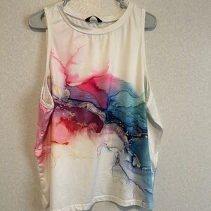 Women’s plus Size Summer Tank Top, Abstract Design With Gold Accents, Size 5XL